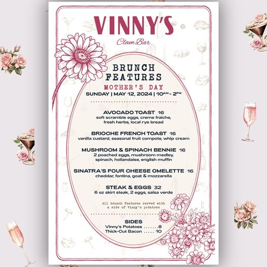 Mother's Day Brunch at Vinny's Clam Bar in Tinley Park, Chicago suburbs